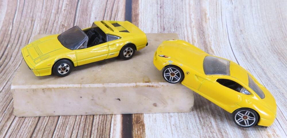 Hot Wheels Ferrari LOT of 2 Yellow Ferrari 308 GTS Ferrari 599 GTB 1:64 Diecast